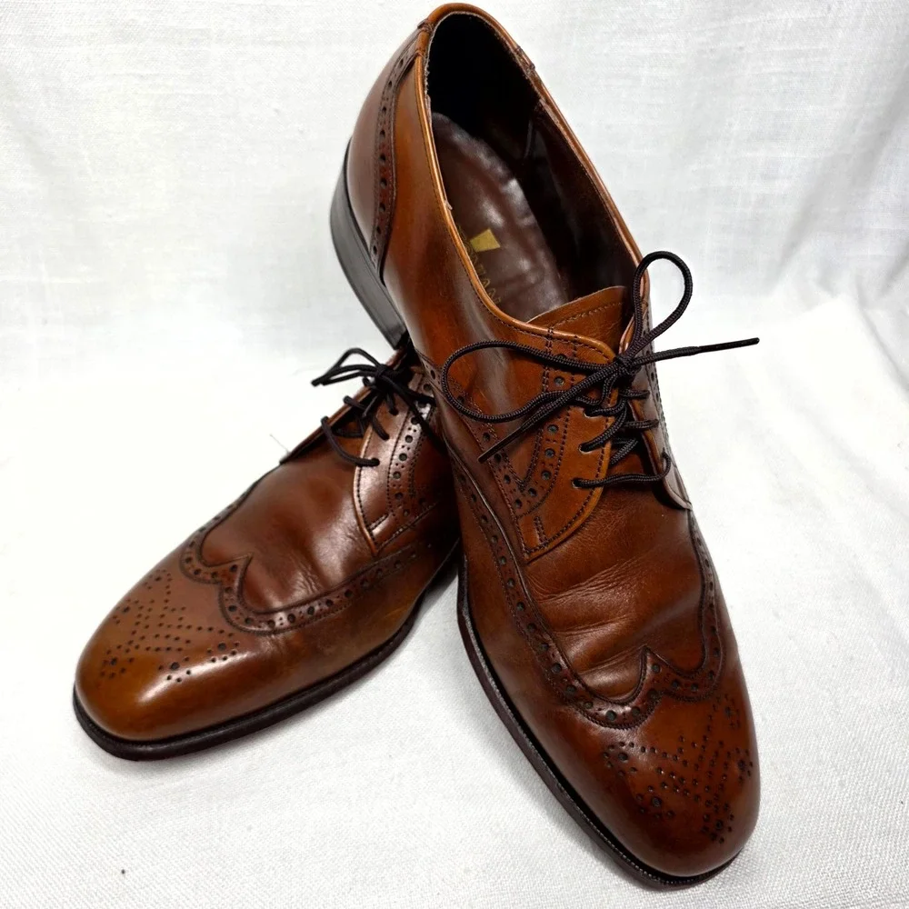 Bostonian Wingtip Oxford Mens 12 Brown‎ Leather Brogue Dress Shoes Lace Classic